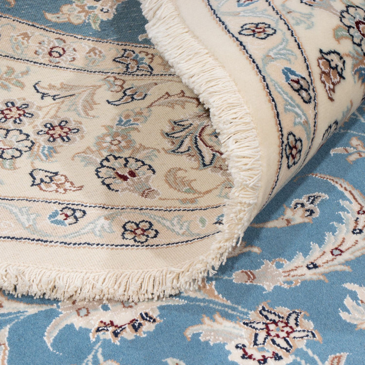 Tapis persan - Nain ronde  - 200 x 200 cm - bleu clair