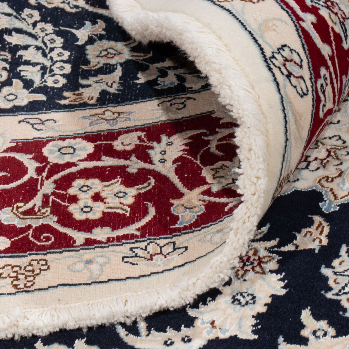 Tapis persan - Nain ronde  - 206 x 195 cm - bleu foncé