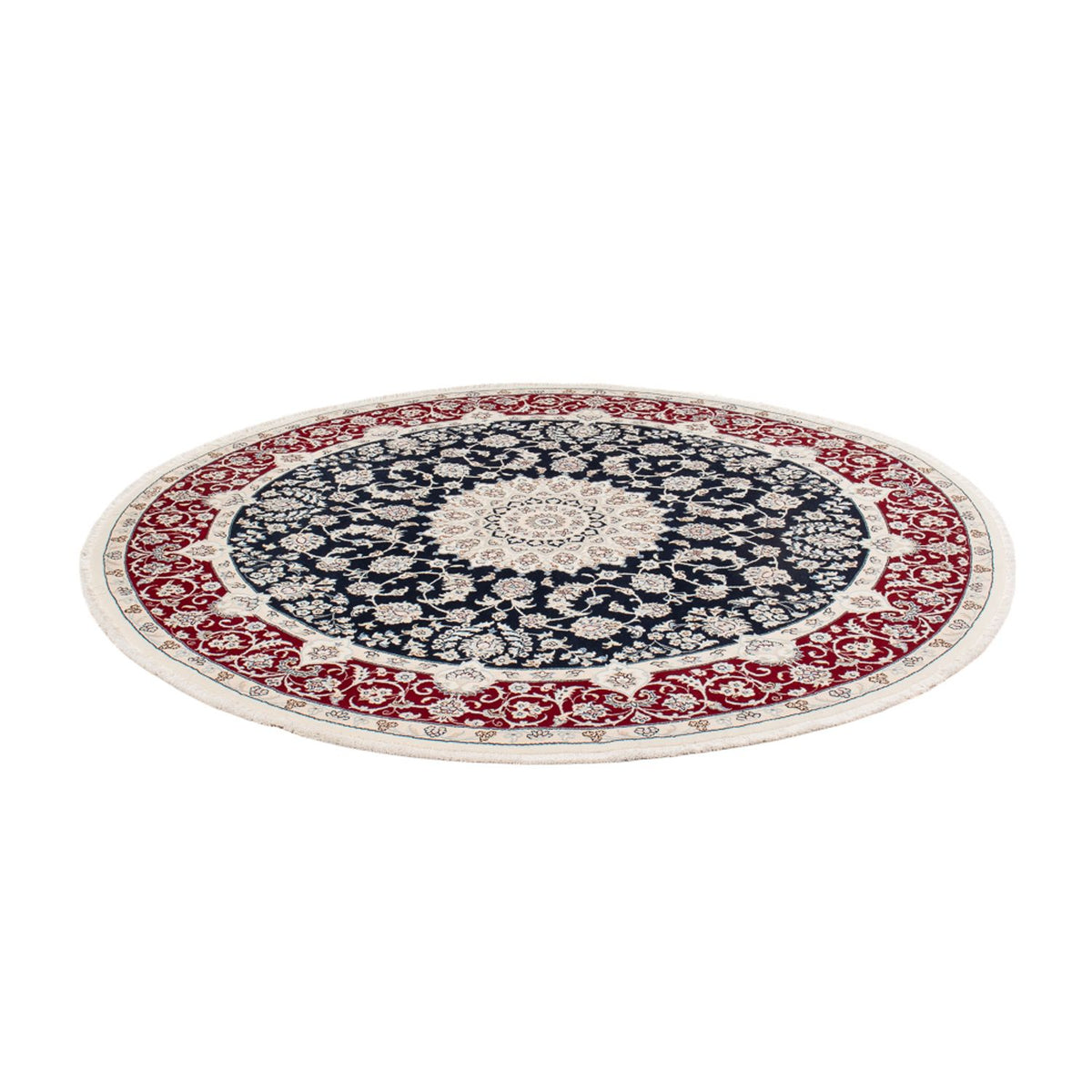 Tapis persan - Nain ronde  - 206 x 195 cm - bleu foncé
