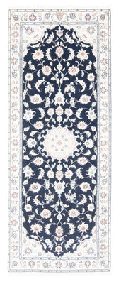 Tapis de couloir Tapis persan - Nain - Royal - 204 x 81 cm - bleu foncé