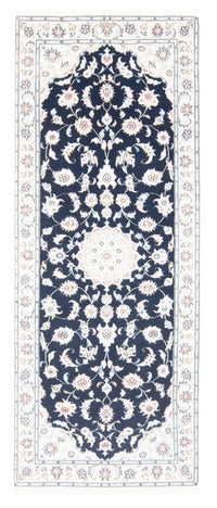 Tapis de couloir Tapis persan - Nain - Royal - 204 x 81 cm - bleu foncé