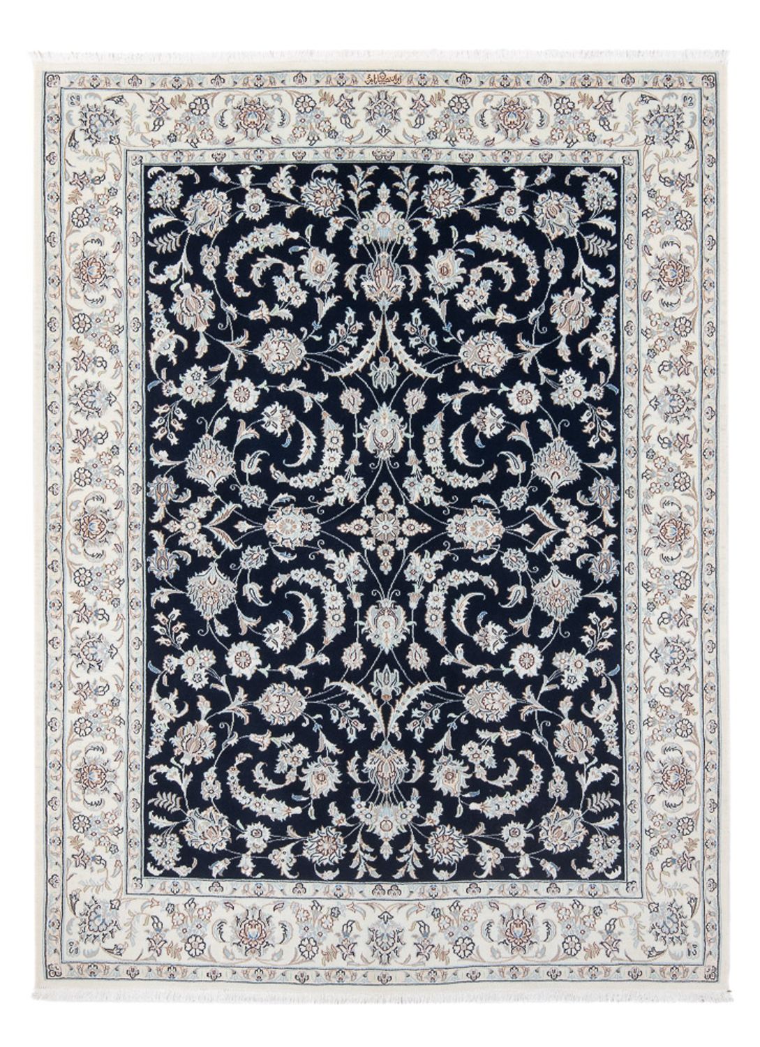 Tapis persan - Nain - Premium - 200 x 149 cm - bleu foncé