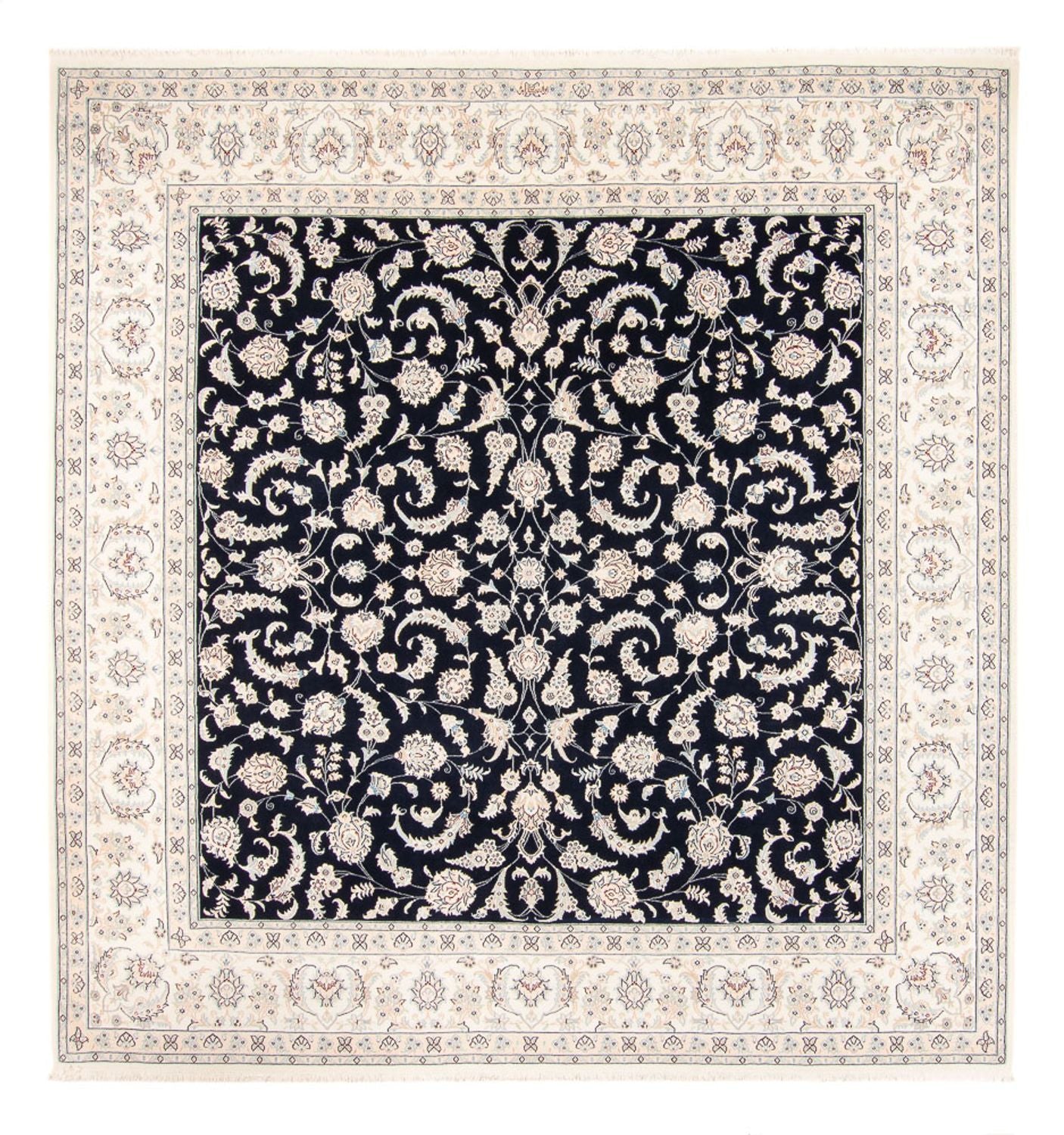 Tapis persan - Nain - 261 x 249 cm - bleu foncé