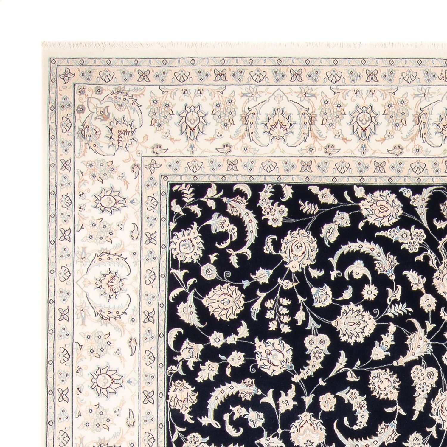 Tapis persan - Nain - 261 x 249 cm - bleu foncé