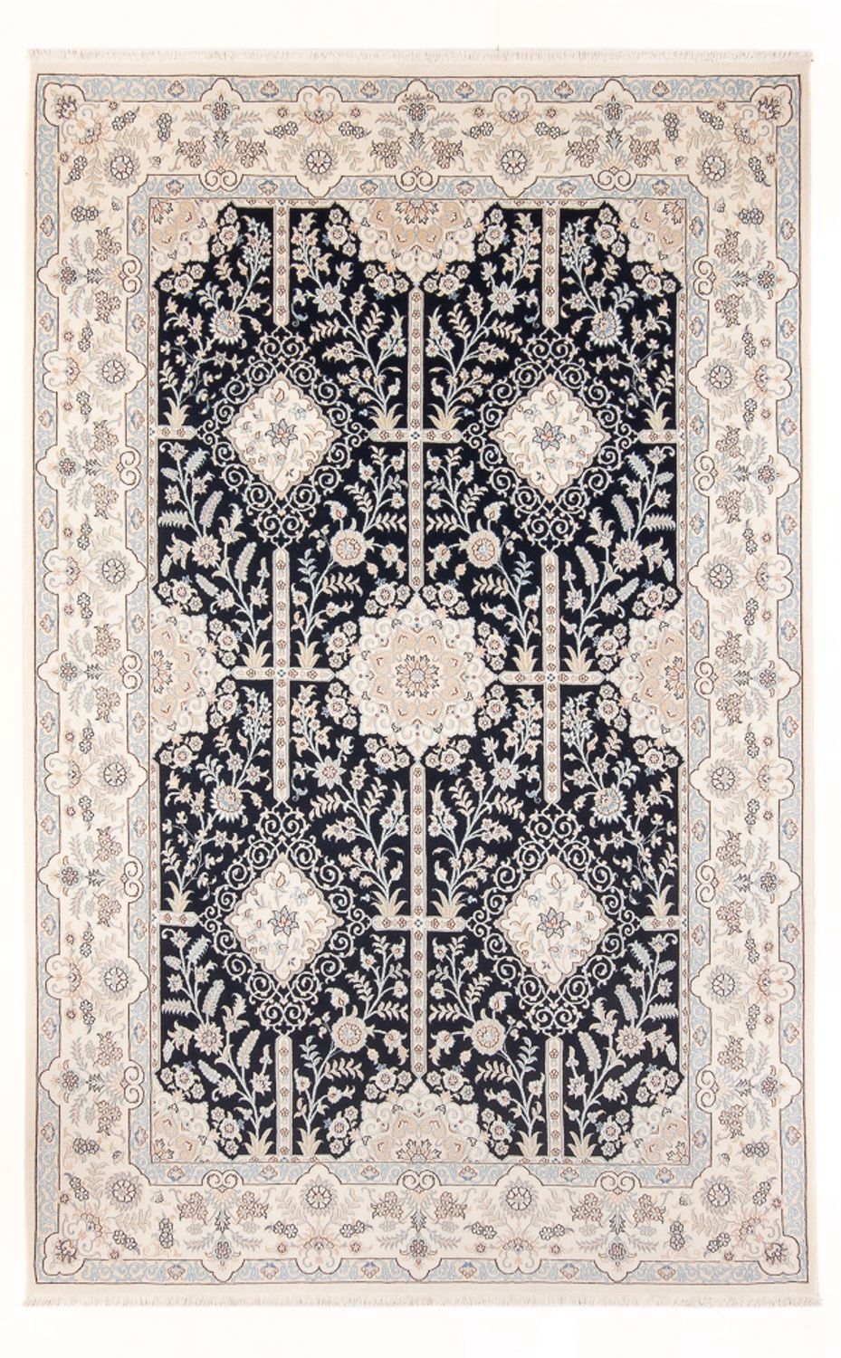Tapis persan - Nain - Premium - 302 x 199 cm - bleu foncé