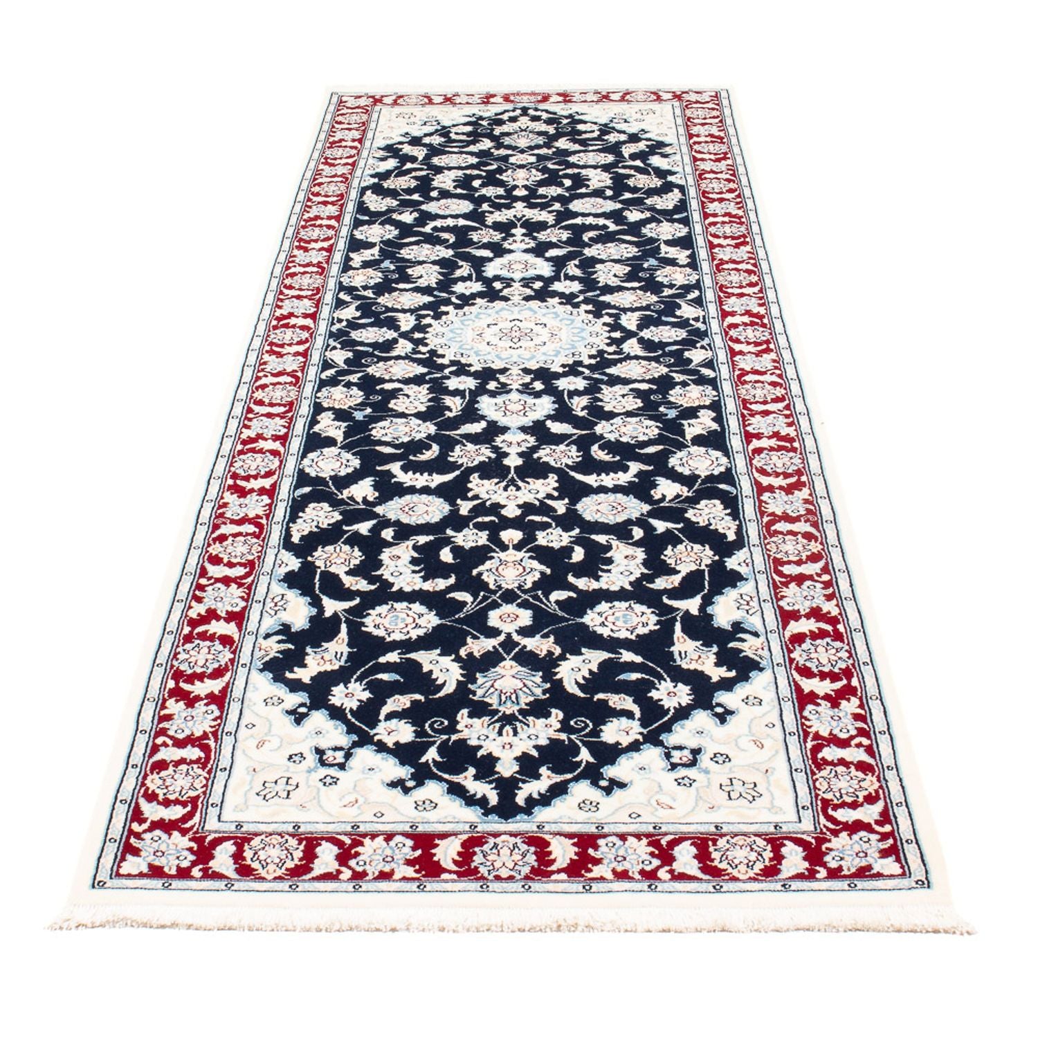 Tapis de couloir Tapis persan - Nain - Premium - 259 x 80 cm - bleu foncé
