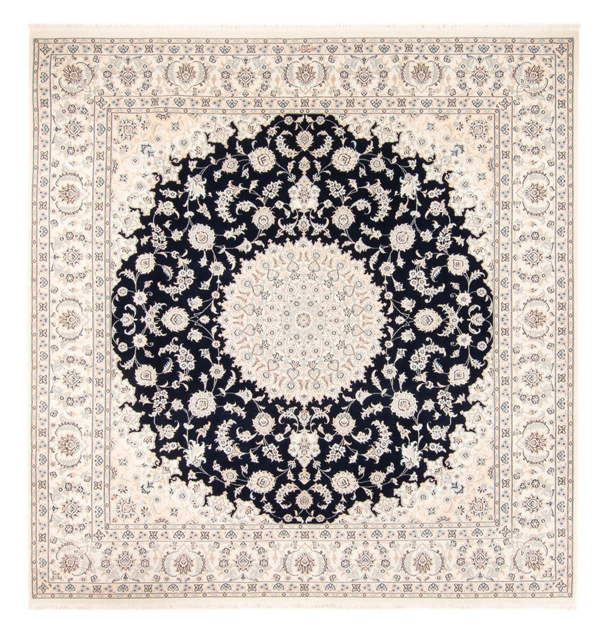 Tapis persan - Nain carré  - 259 x 247 cm - bleu foncé