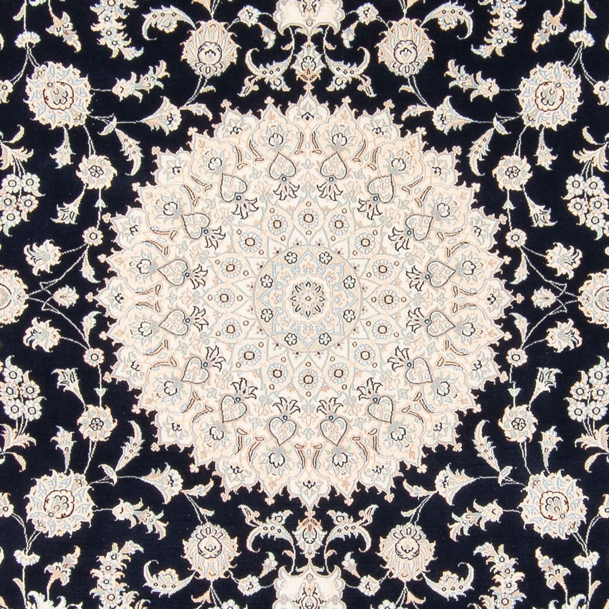 Tapis persan - Nain carré  - 259 x 247 cm - bleu foncé