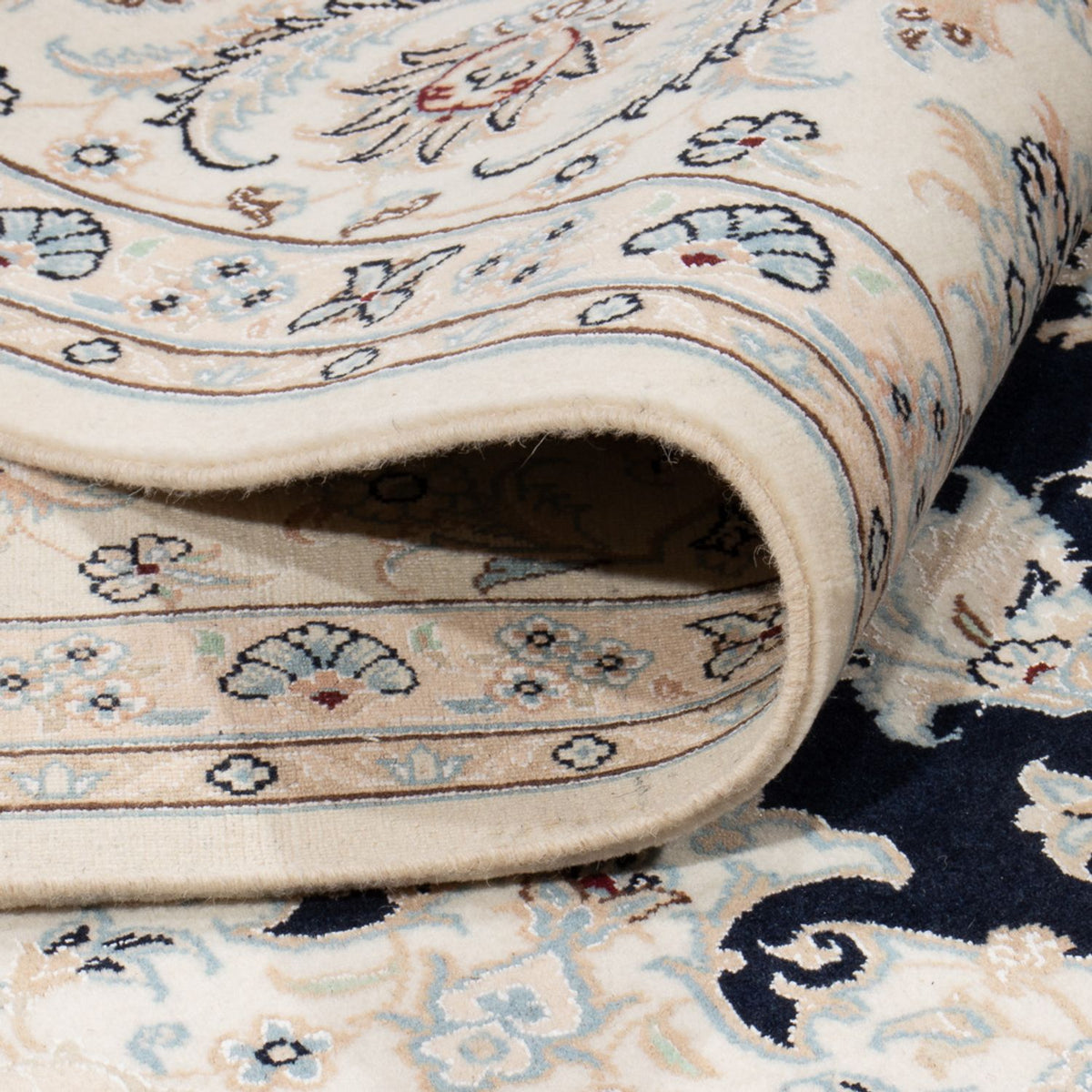 Tapis persan - Nain carré  - 259 x 247 cm - bleu foncé