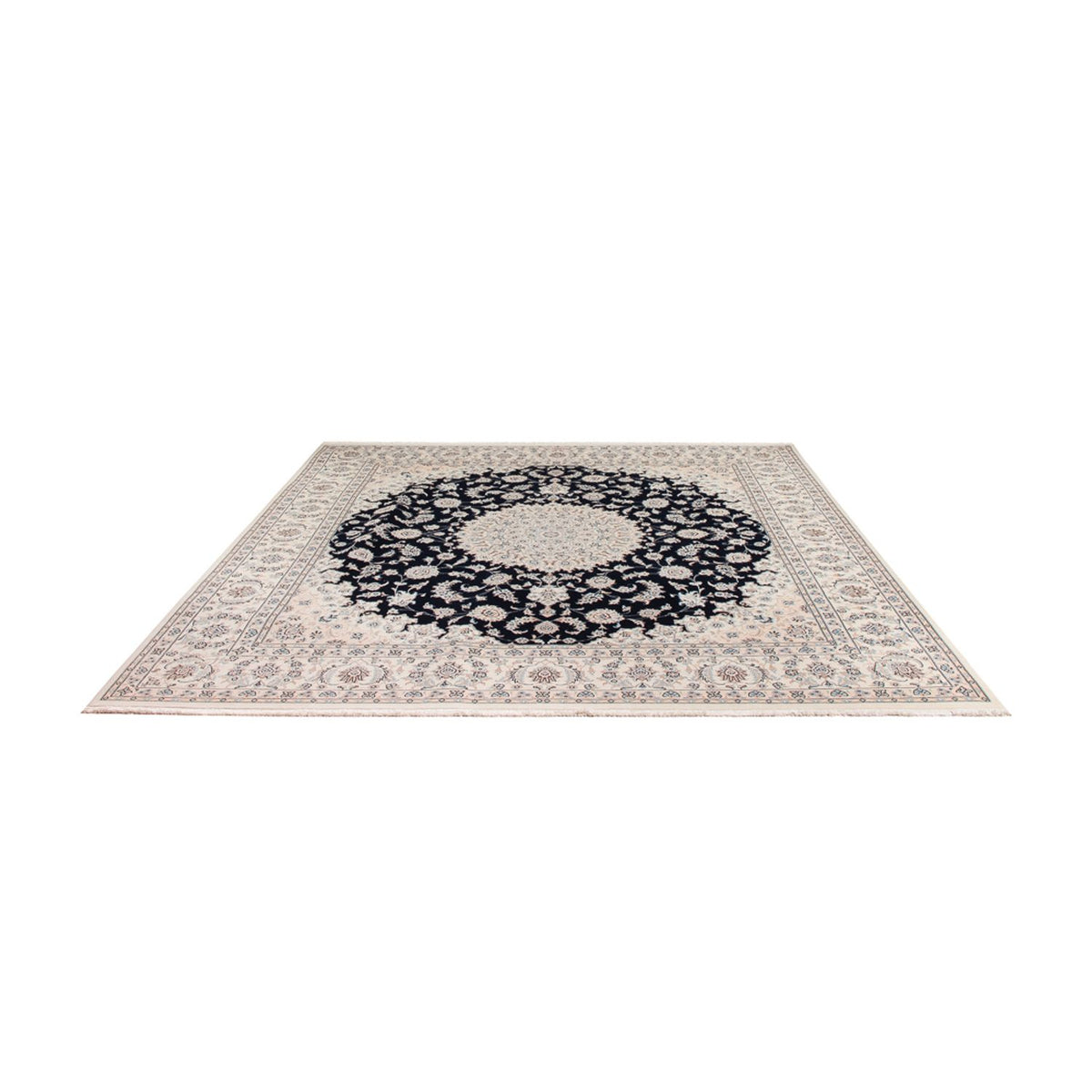 Tapis persan - Nain carré  - 259 x 247 cm - bleu foncé