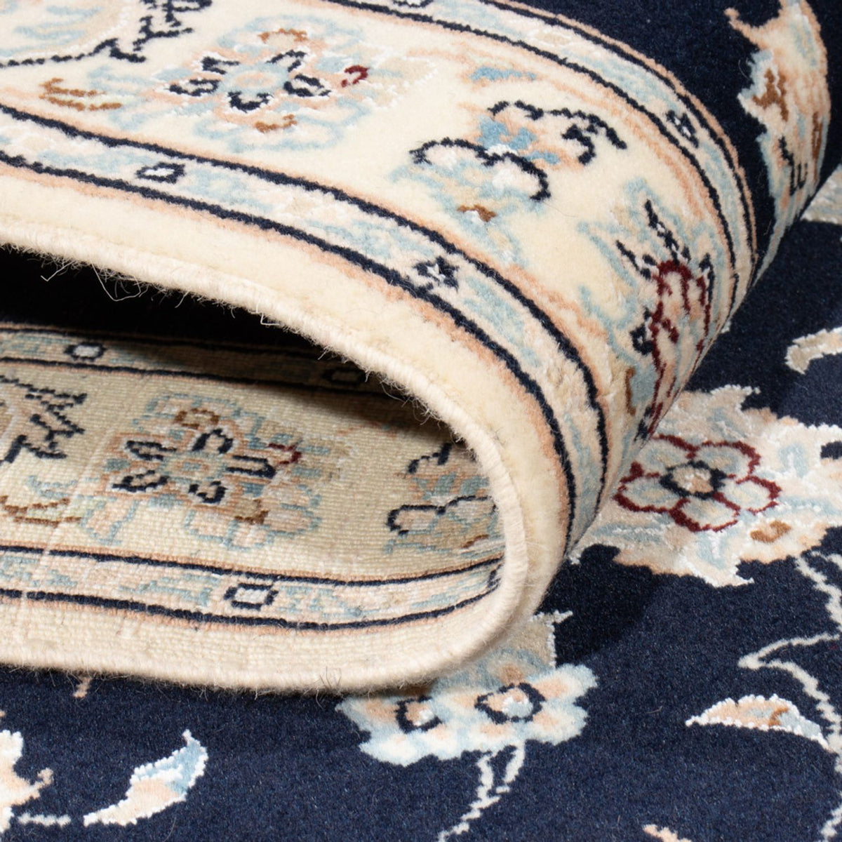 Tapis de couloir Tapis persan - Nain - Royal - 207 x 80 cm - bleu foncé