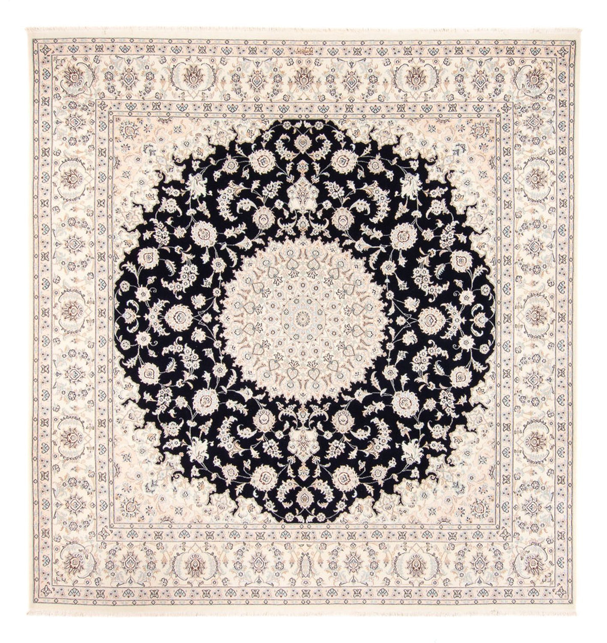Tapis persan - Nain - 261 x 252 cm - bleu foncé