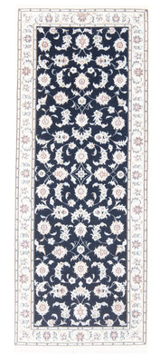 Tapis de couloir Tapis persan - Nain - Royal - 202 x 78 cm - bleu foncé