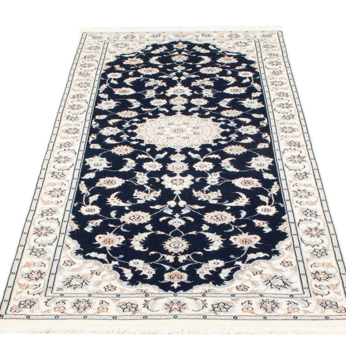 Tapis de couloir Tapis persan - Nain - Royal - 200 x 81 cm - bleu foncé