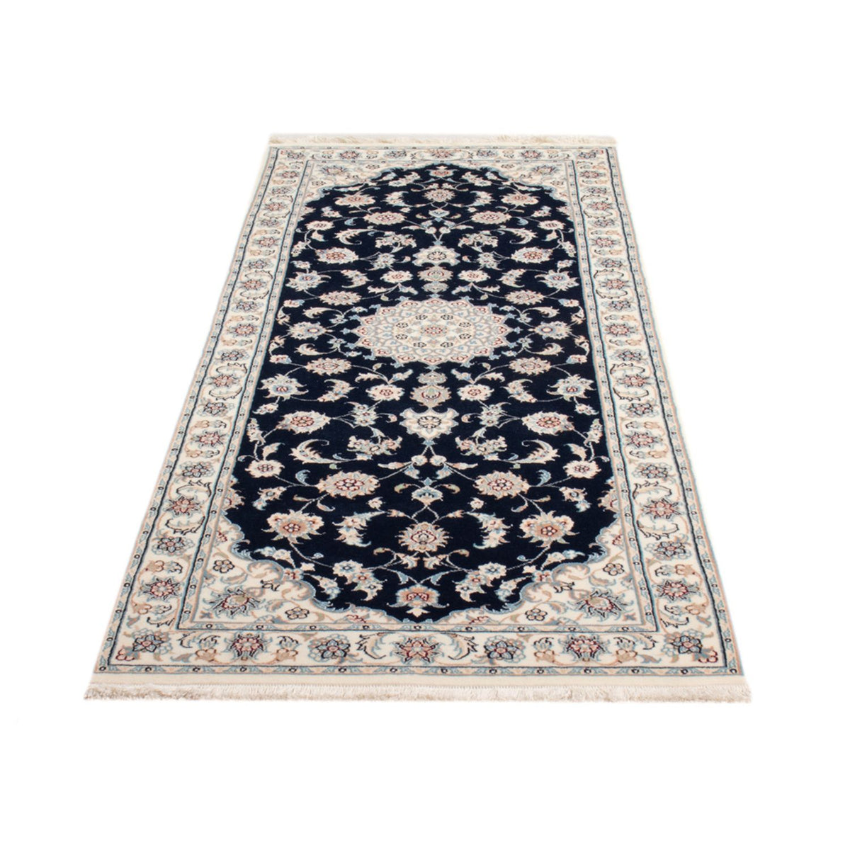 Tapis de couloir Tapis persan - Nain - Royal - 201 x 78 cm - bleu foncé