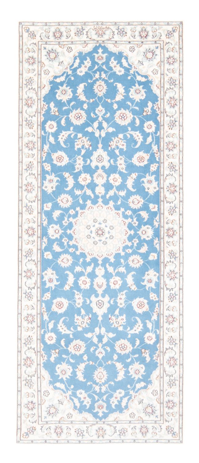 Tapis de couloir Tapis persan - Nain - Royal - 197 x 82 cm - bleu clair