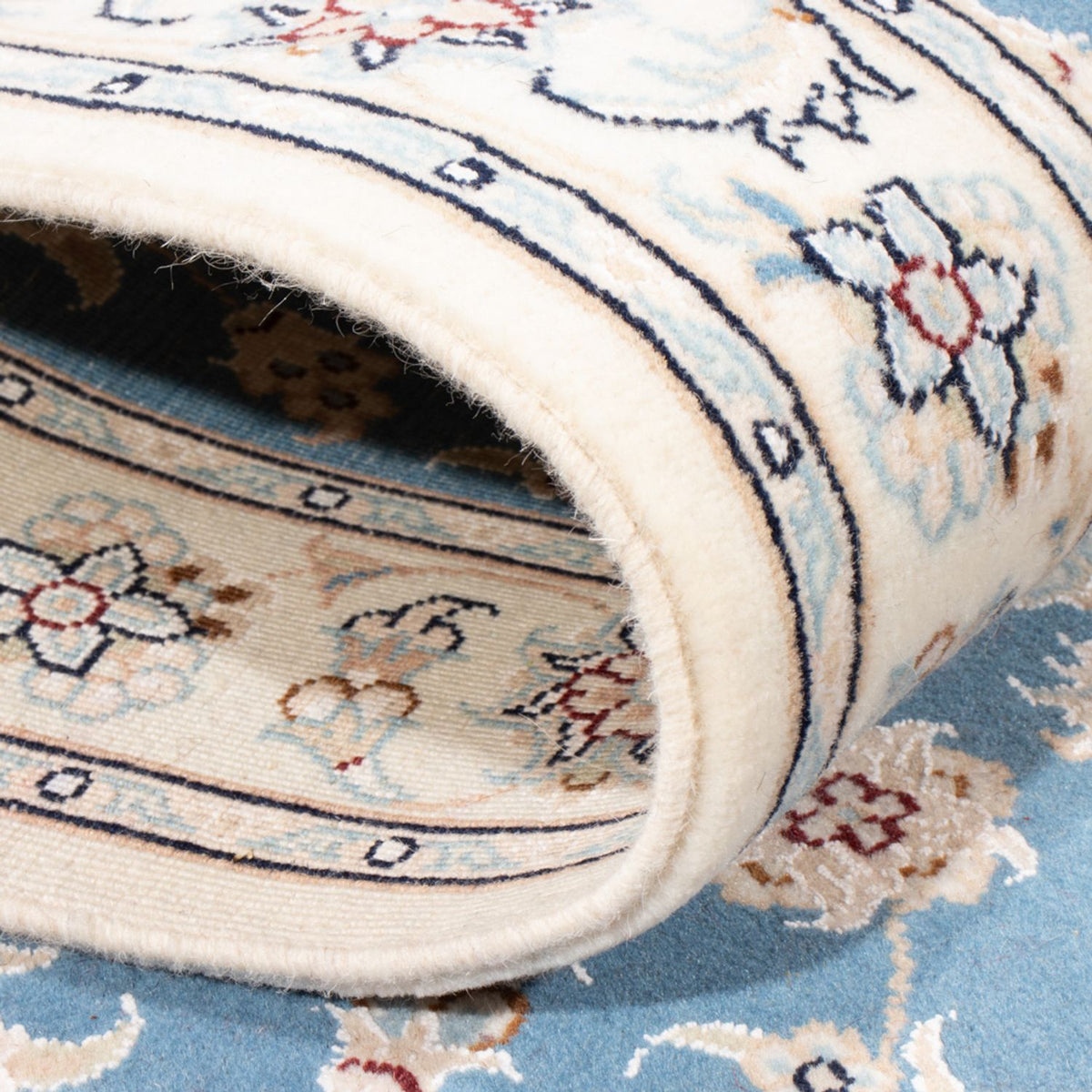 Tapis de couloir Tapis persan - Nain - Royal - 204 x 82 cm - bleu clair