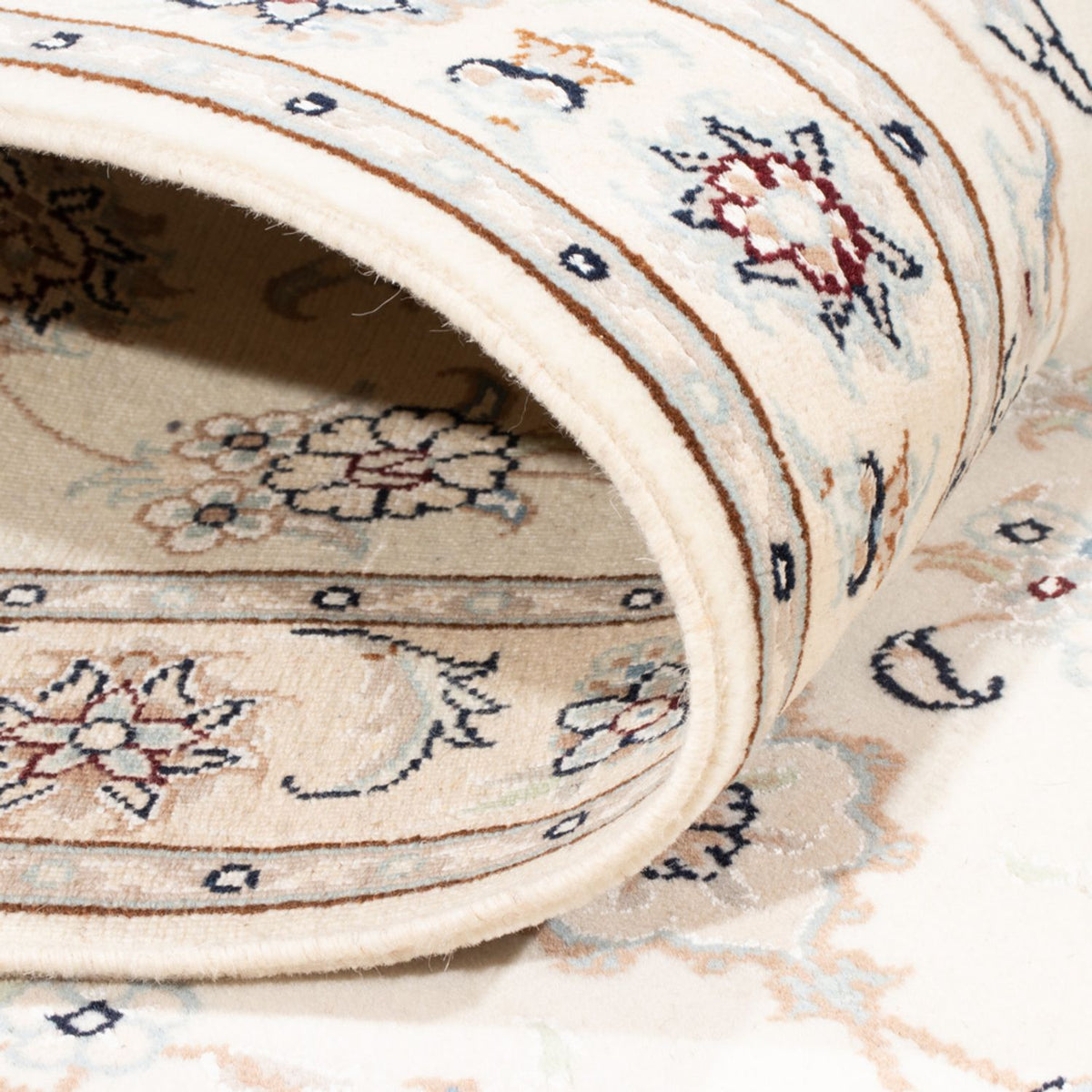 Tapis de couloir Tapis persan - Nain - Royal - 198 x 80 cm - crème