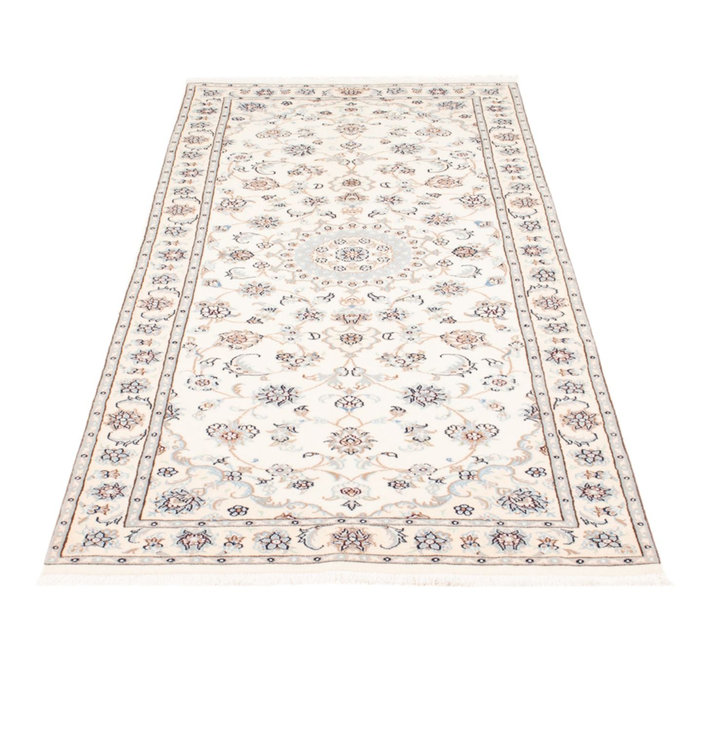 Tapis de couloir Tapis persan - Nain - Royal - 198 x 80 cm - crème