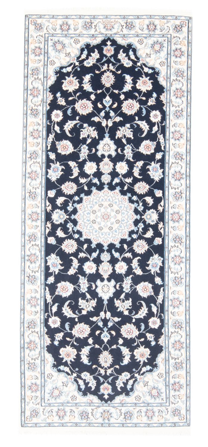 Tapis de couloir Tapis persan - Nain - Royal - 194 x 82 cm - bleu foncé