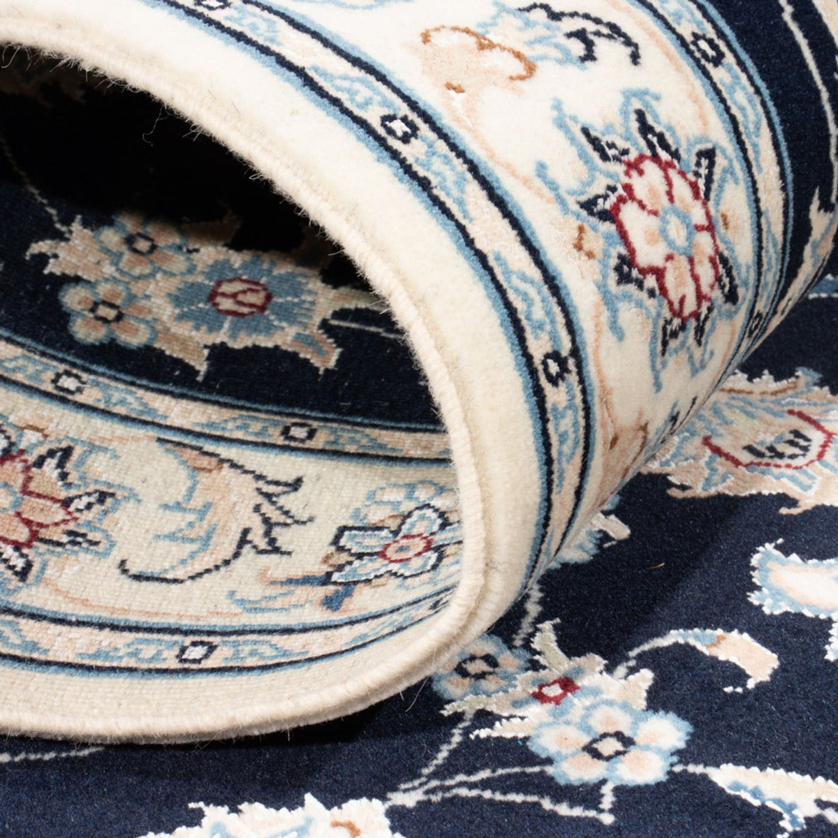 Tapis de couloir Tapis persan - Nain - Royal - 194 x 82 cm - bleu foncé