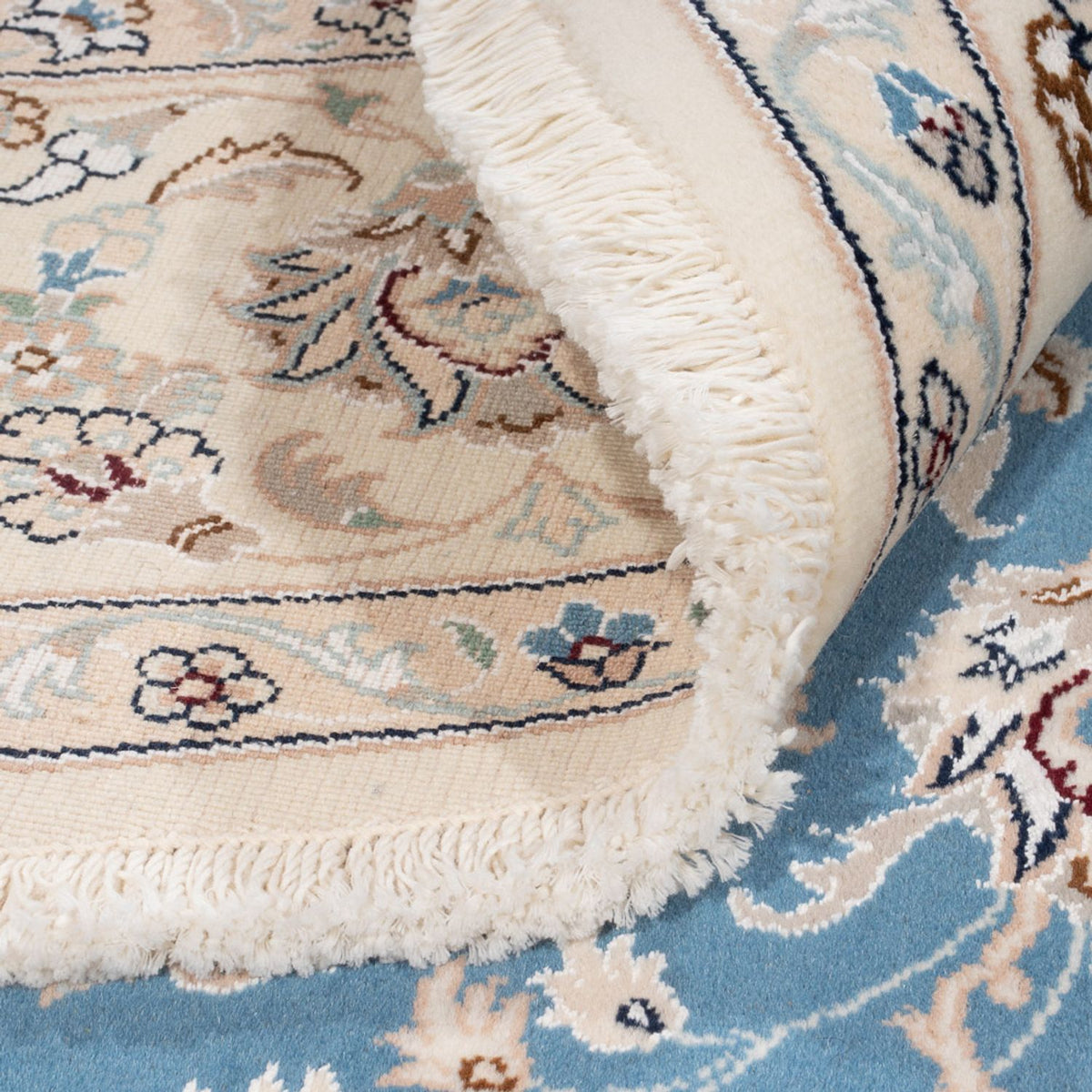 Tapis persan - Nain ronde  - 200 x 200 cm - bleu clair