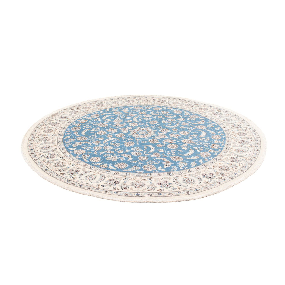 Tapis persan - Nain ronde  - 200 x 200 cm - bleu clair
