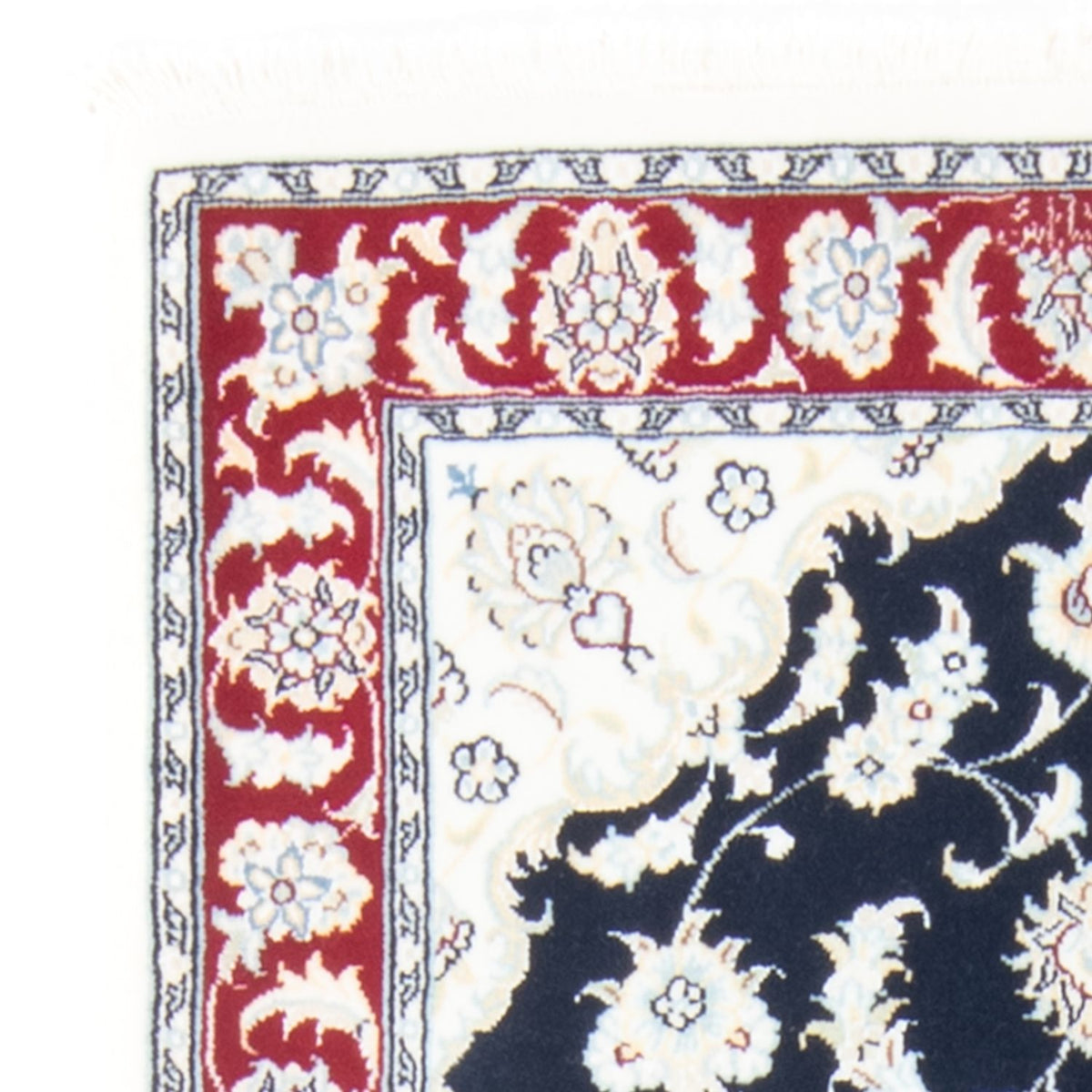 Tapis de couloir Tapis persan - Nain - Royal - 203 x 81 cm - bleu foncé