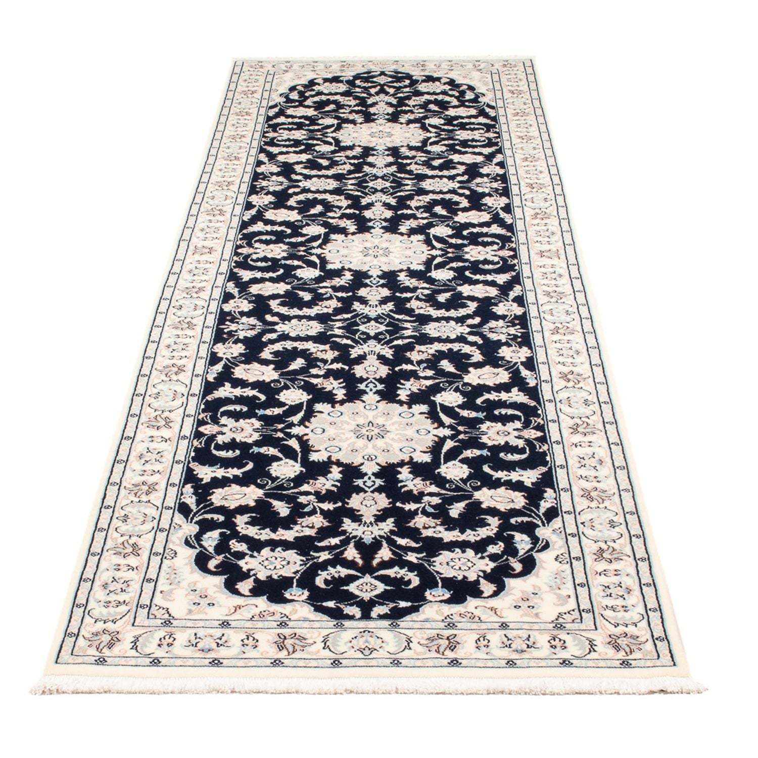 Tapis de couloir Tapis persan - Nain - Premium - 296 x 81 cm - bleu foncé