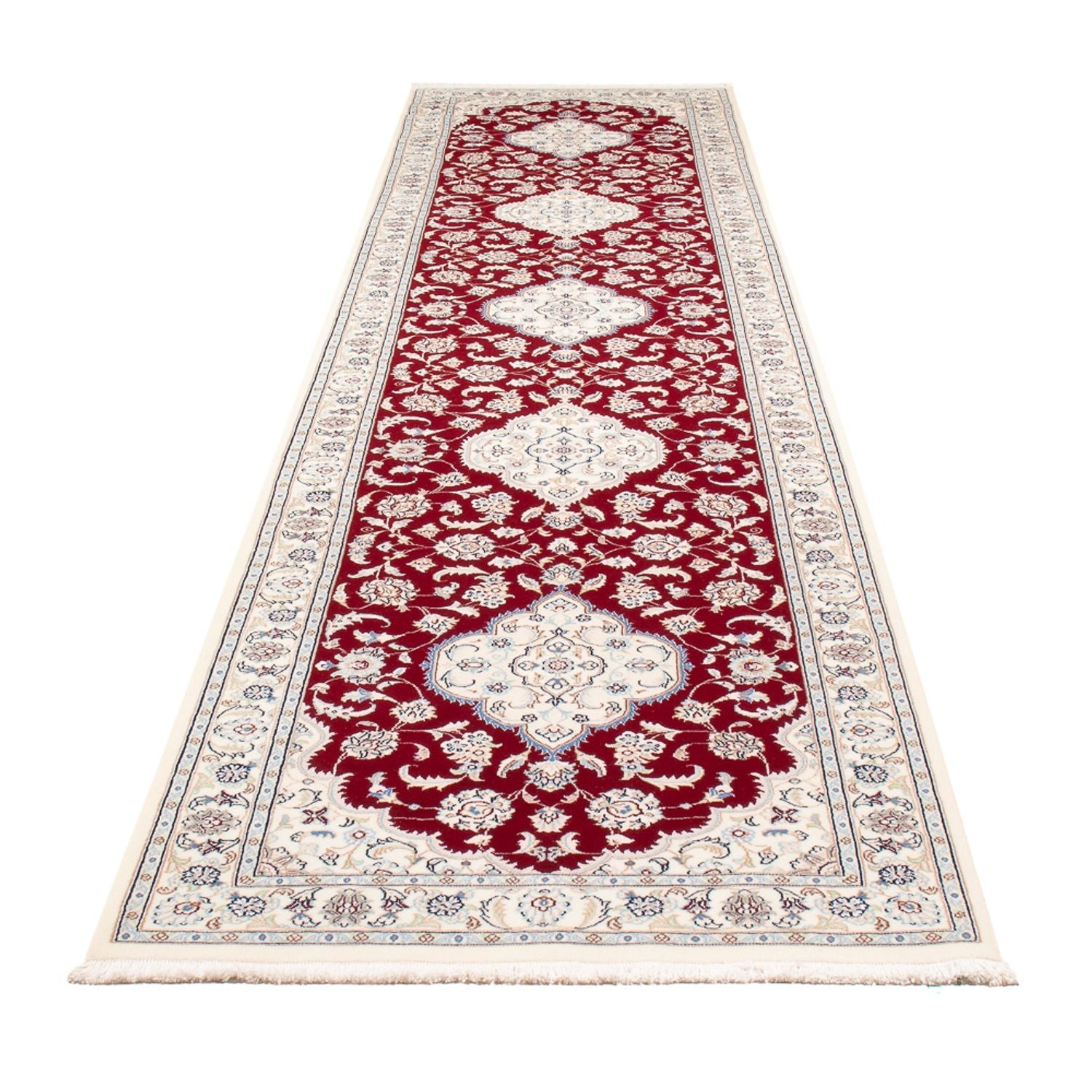 Tapis de couloir Tapis persan - Nain - Premium - 390 x 89 cm - rouge