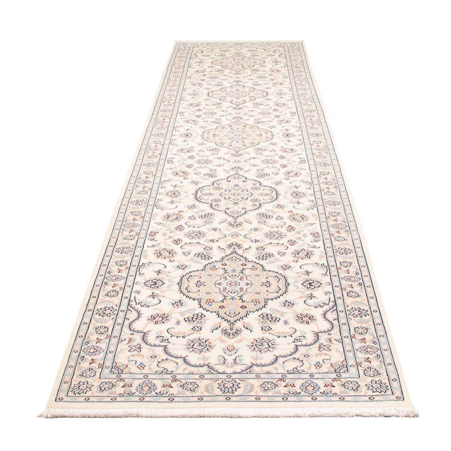 Tapis de couloir Tapis persan - Nain - Premium - 390 x 93 cm - crème