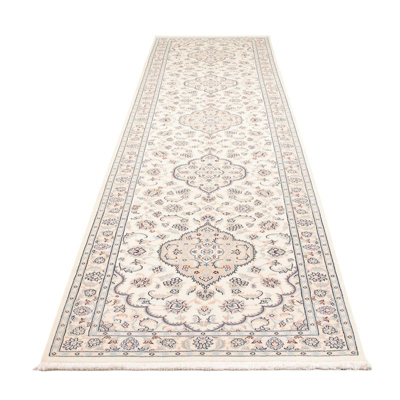Tapis de couloir Tapis persan - Nain - Premium - 390 x 93 cm - crème