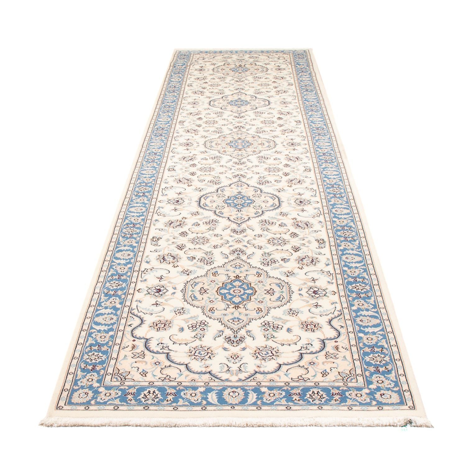 Tapis de couloir Tapis persan - Nain - Premium - 394 x 91 cm - crème