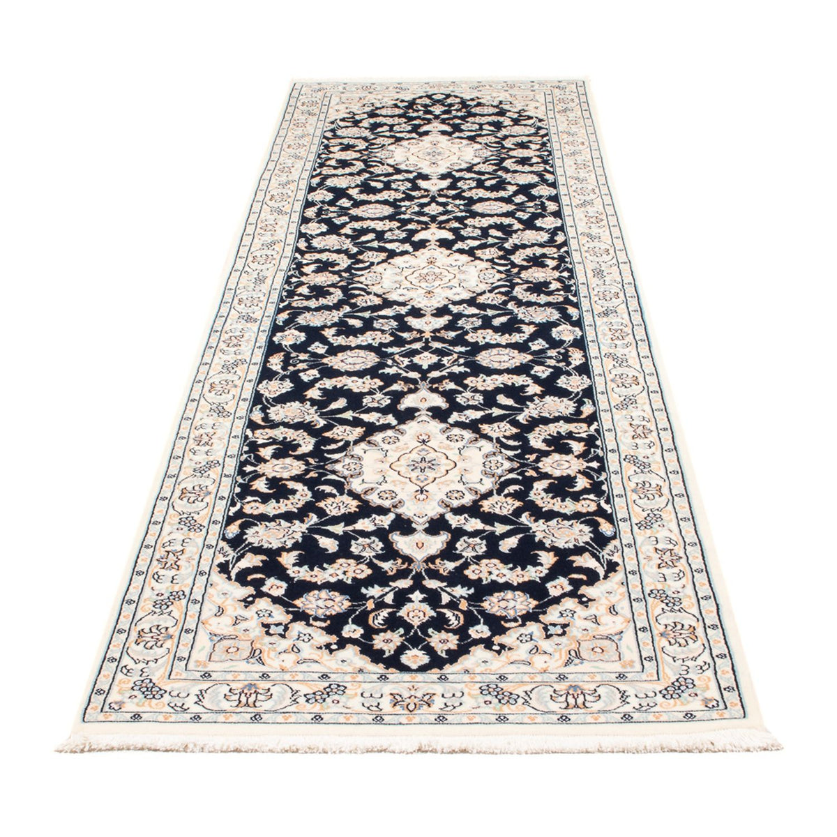 Tapis de couloir Tapis persan - Nain - Premium - 295 x 80 cm - bleu foncé