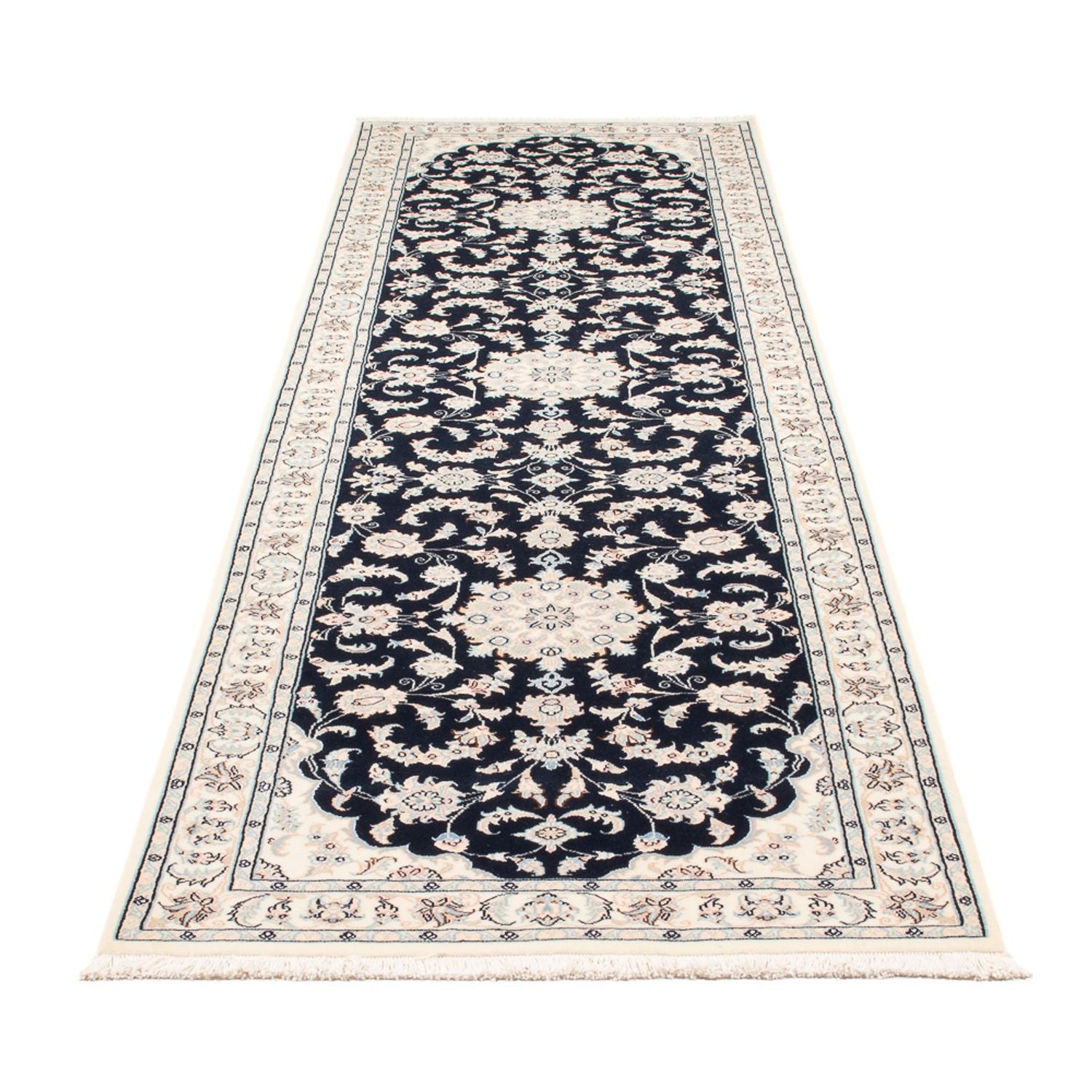 Tapis de couloir Tapis persan - Nain - Premium - 302 x 80 cm - bleu foncé