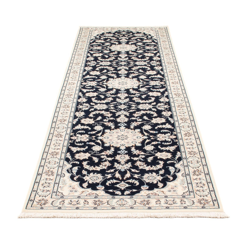 Tapis de couloir Tapis persan - Nain - Premium - 302 x 80 cm - bleu foncé