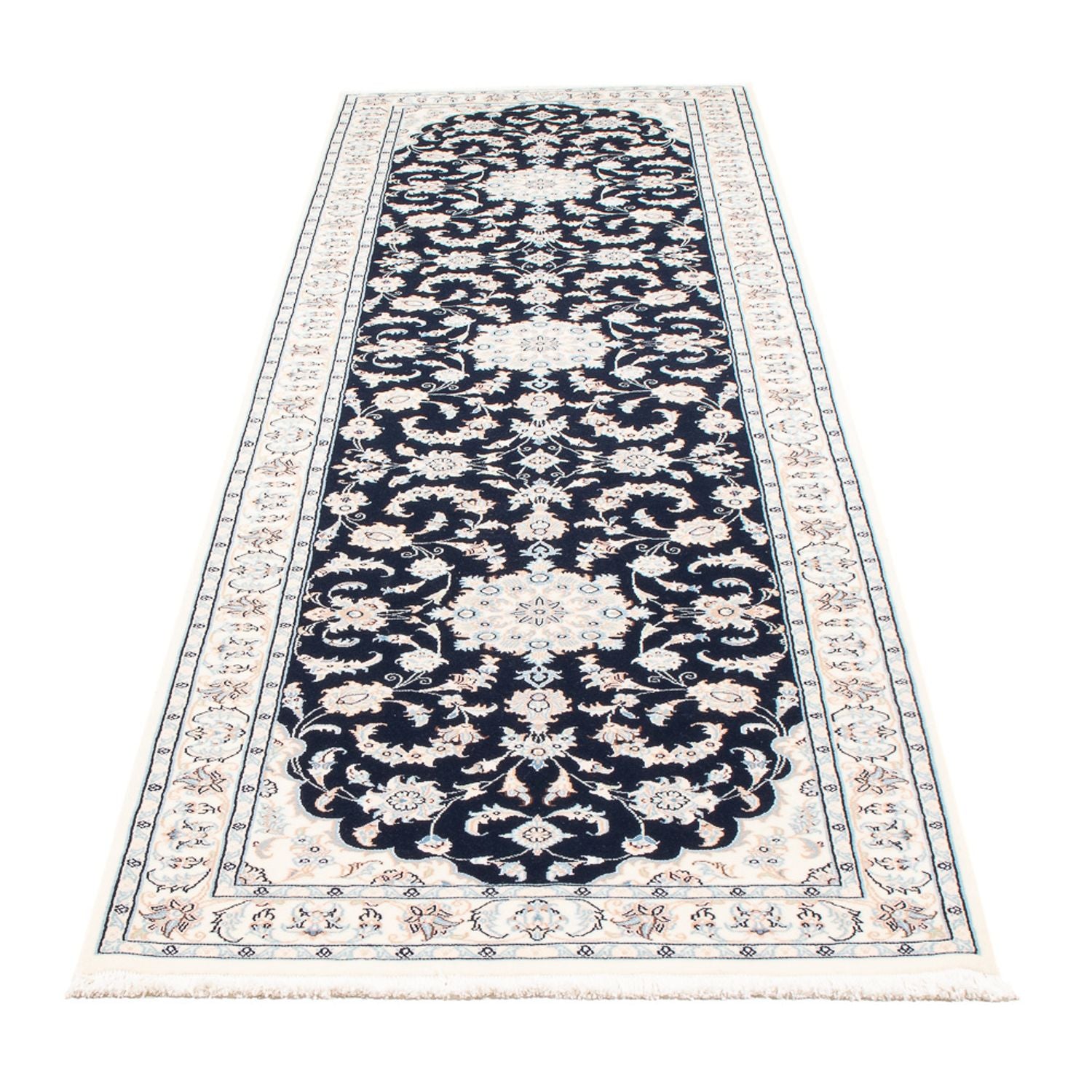 Tapis de couloir Tapis persan - Nain - Premium - 305 x 82 cm - bleu foncé