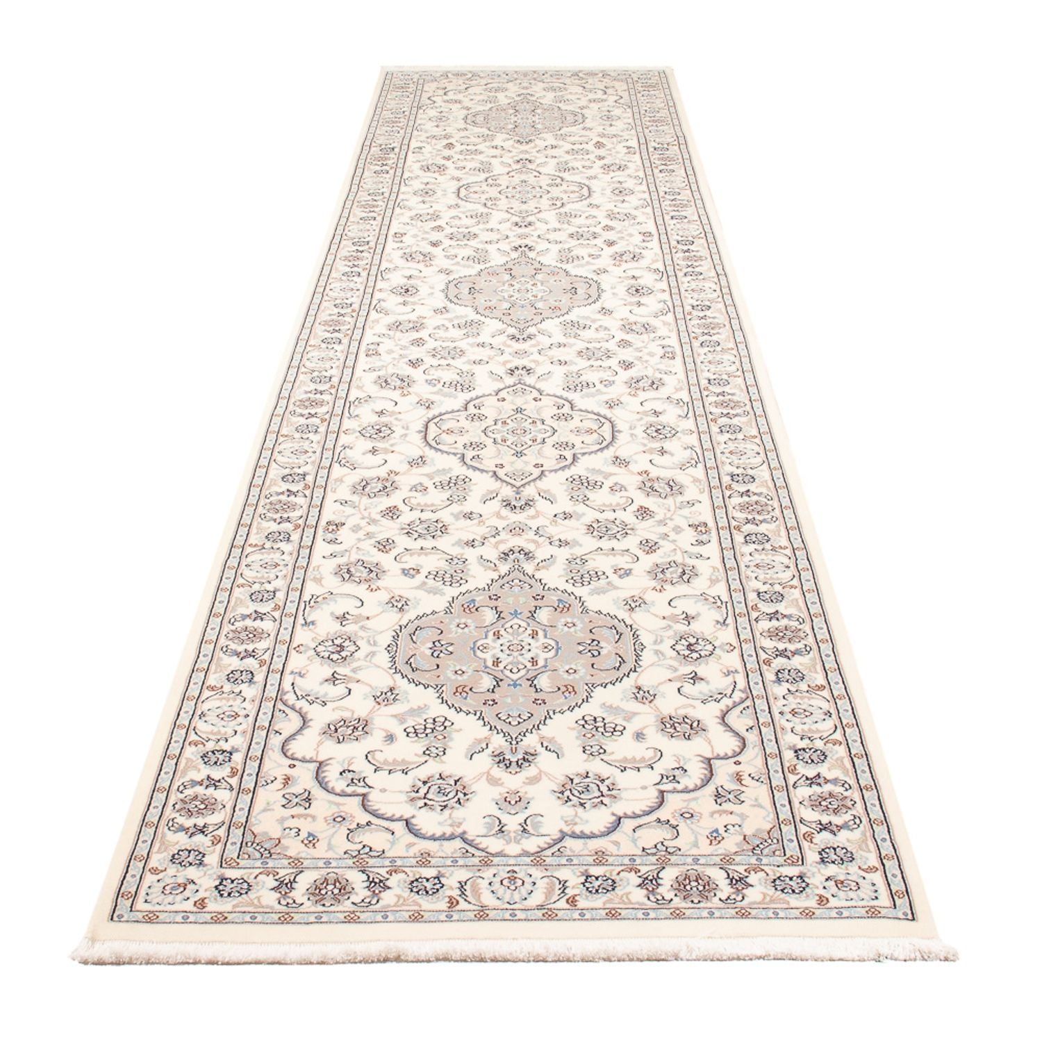 Tapis de couloir Tapis persan - Nain - Premium - 410 x 90 cm - crème