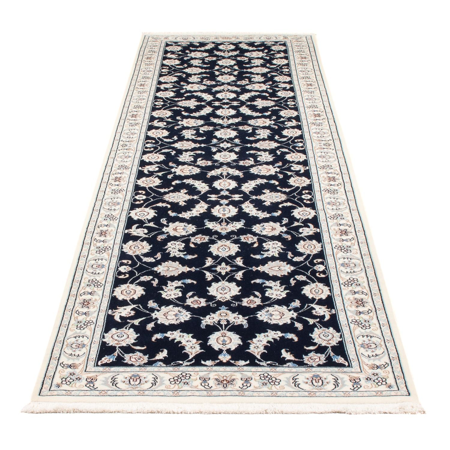 Tapis de couloir Tapis persan - Nain - Premium - 301 x 82 cm - bleu foncé