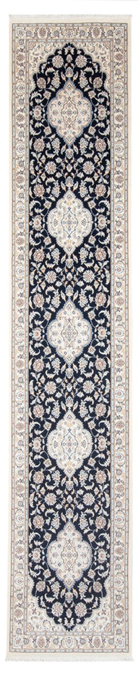 Tapis de couloir Tapis persan - Nain - Premium - 400 x 90 cm - bleu foncé