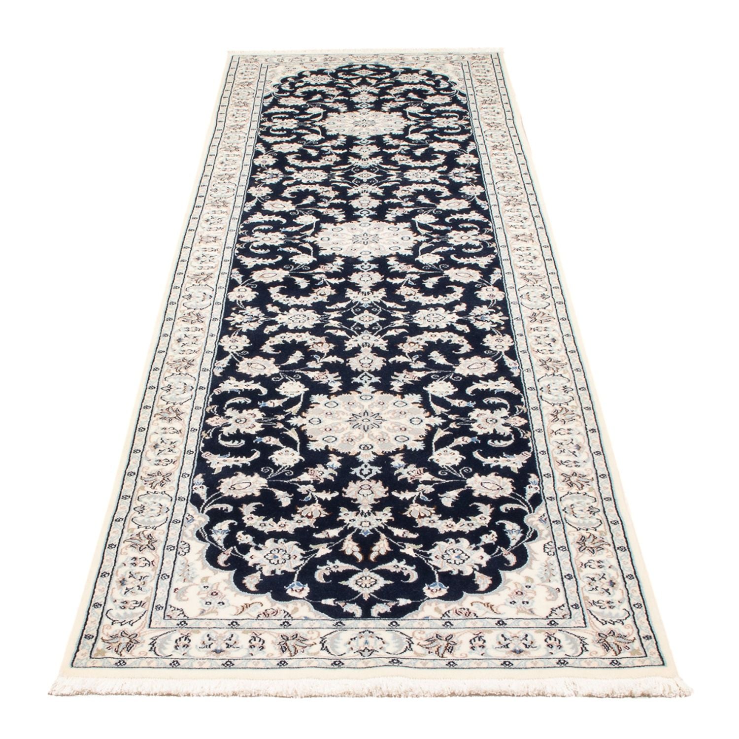 Tapis de couloir Tapis persan - Nain - Premium - 294 x 80 cm - bleu foncé