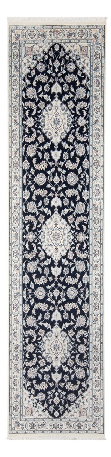 Tapis de couloir Tapis persan - Nain - Premium - 299 x 84 cm - bleu foncé