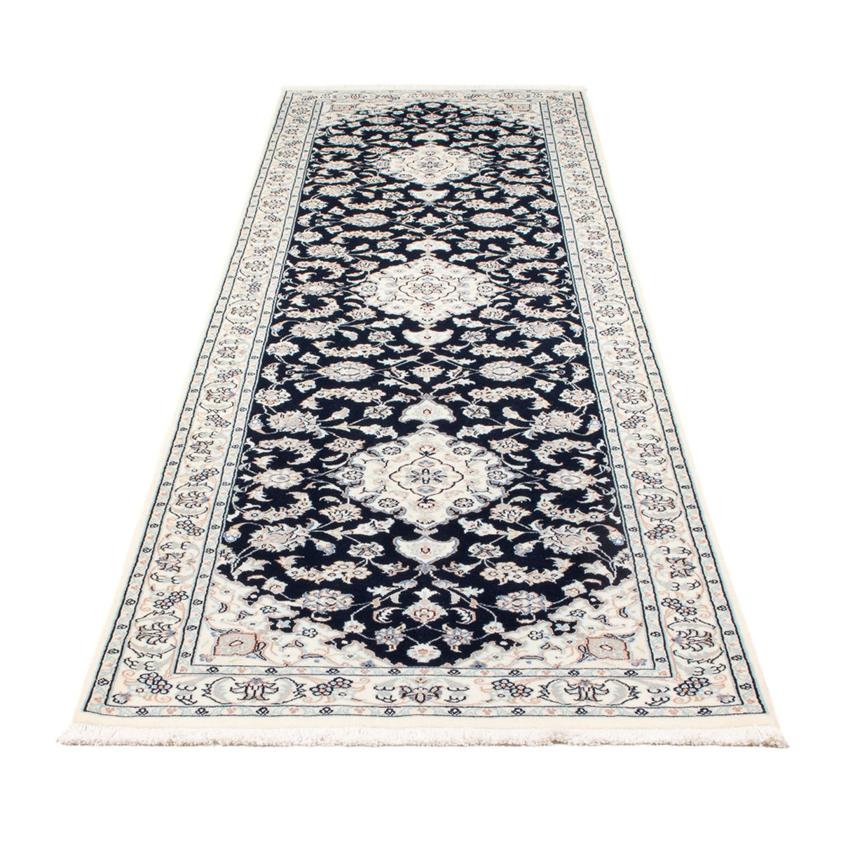 Tapis de couloir Tapis persan - Nain - Premium - 299 x 84 cm - bleu foncé