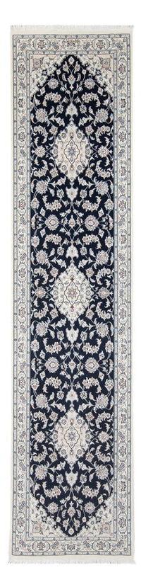 Tapis de couloir Tapis persan - Nain - Premium - 300 x 80 cm - bleu foncé