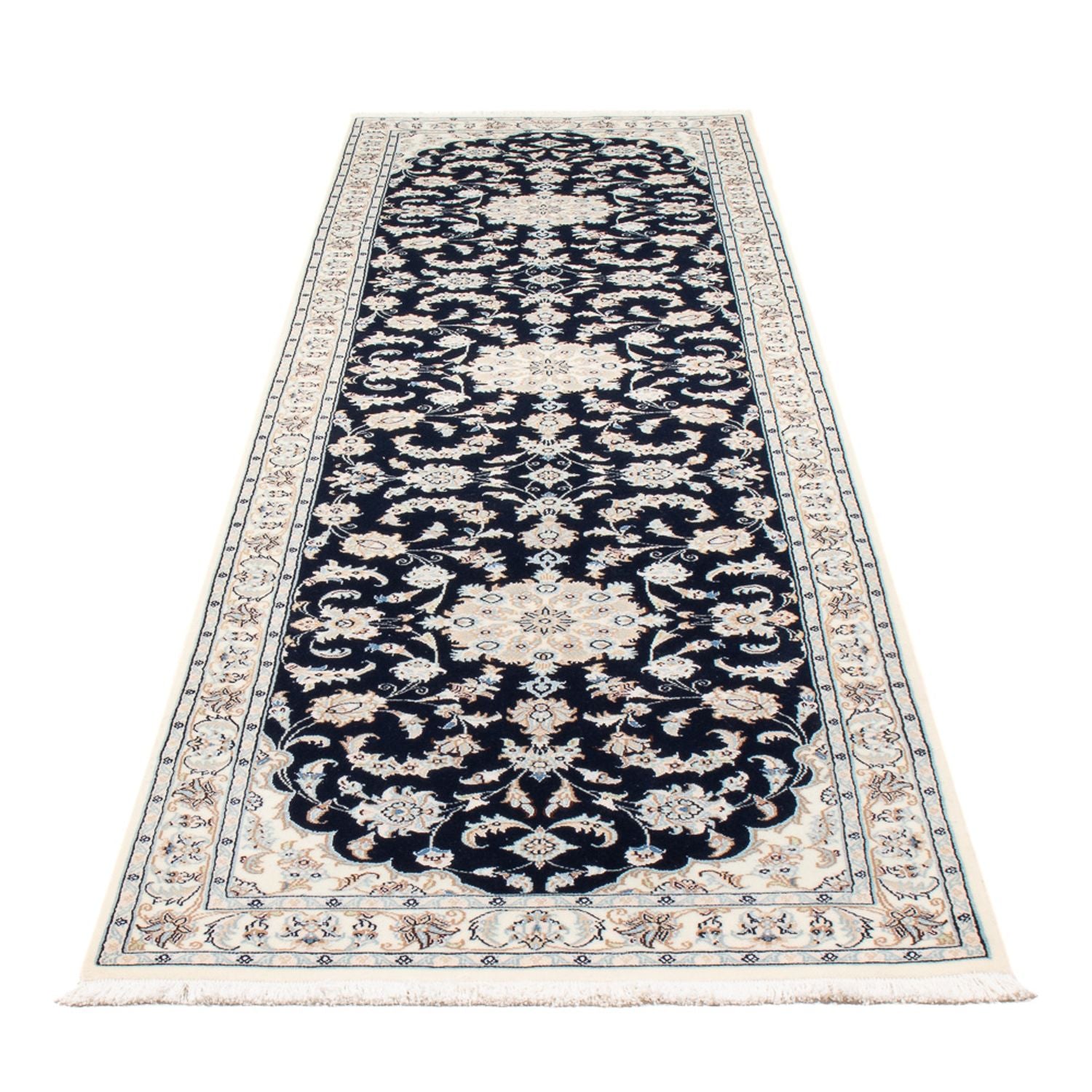 Tapis de couloir Tapis persan - Nain - Premium - 301 x 83 cm - bleu foncé