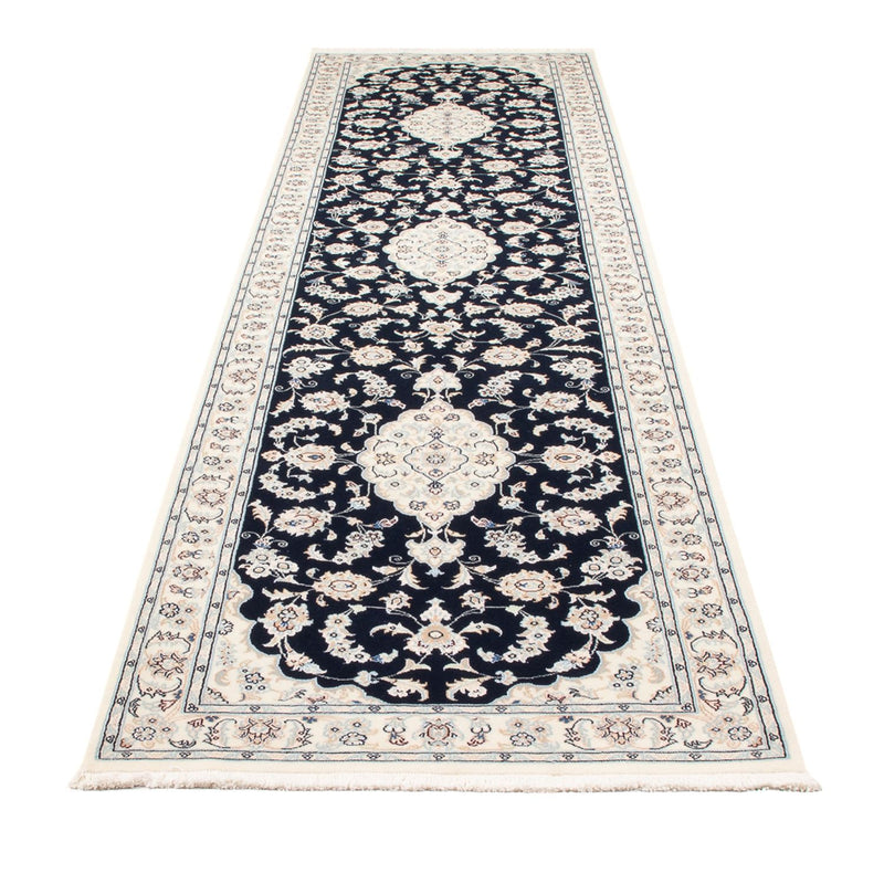 Tapis de couloir Tapis persan - Nain - Premium - 344 x 90 cm - bleu foncé