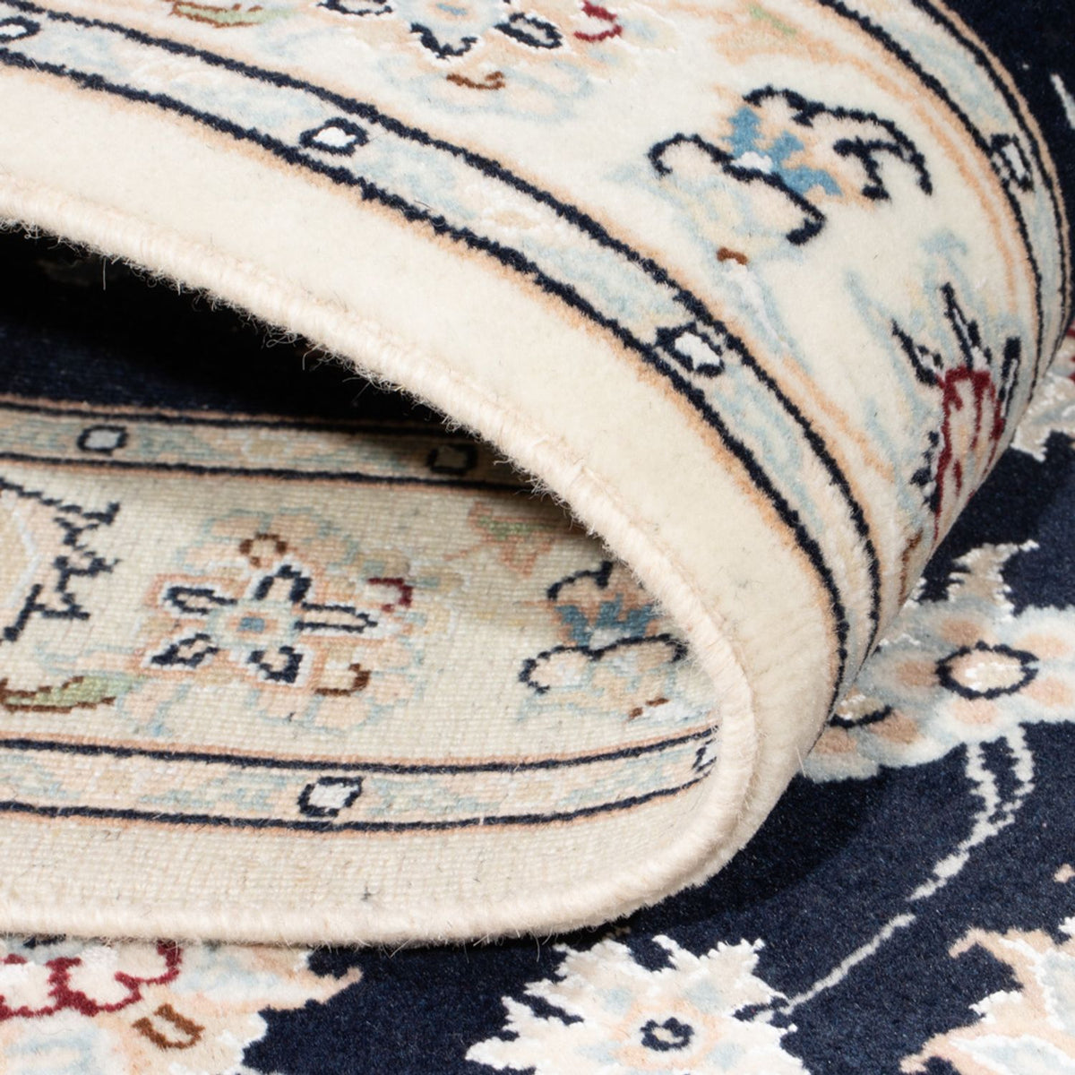 Tapis de couloir Tapis persan - Nain - Royal - 197 x 80 cm - bleu foncé