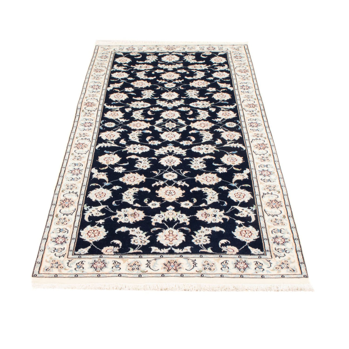 Tapis de couloir Tapis persan - Nain - Royal - 197 x 80 cm - bleu foncé