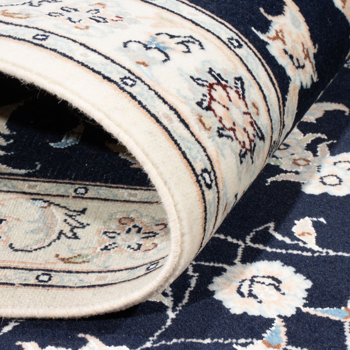 Tapis de couloir Tapis persan - Nain - Royal - 194 x 80 cm - bleu foncé