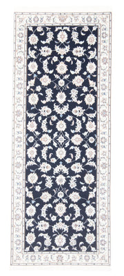 Tapis de couloir Tapis persan - Nain - Royal - 196 x 80 cm - bleu foncé